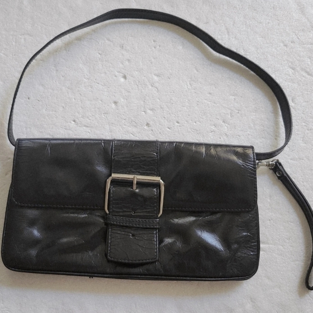 Black Vintage GIANI BERNINI Soft Patent Leather Bag Purse Clutch 2 Pockets